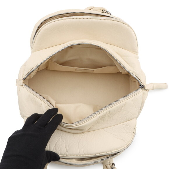 CHANEL White Leather Logo Boston Bag - Picture 5 of 14